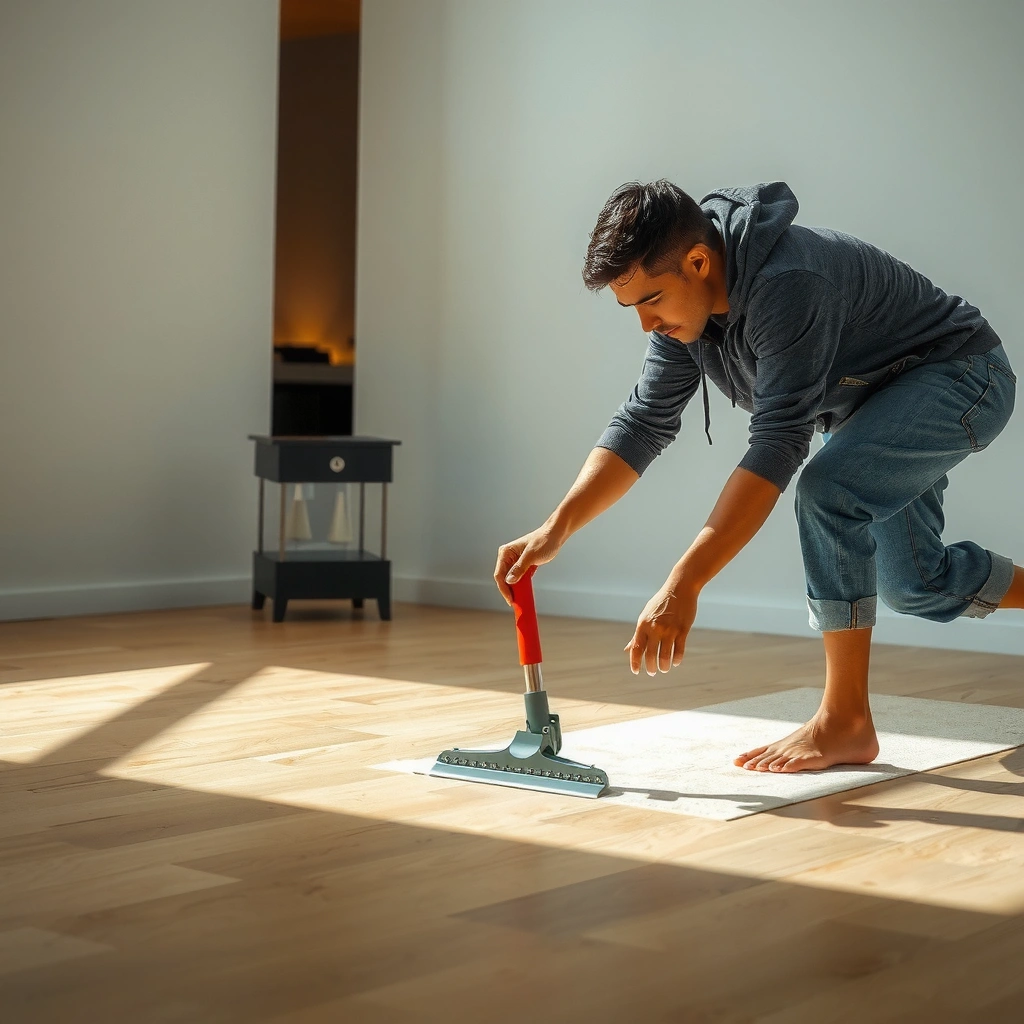 A clean laminate floor ready for sealing, showcasing the preparation process before applying sealant.