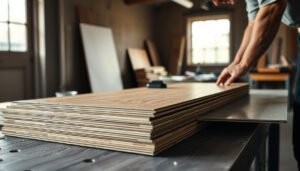 Step-by-step guide on preparing laminate floors for a workshop setting with tools and materials.
