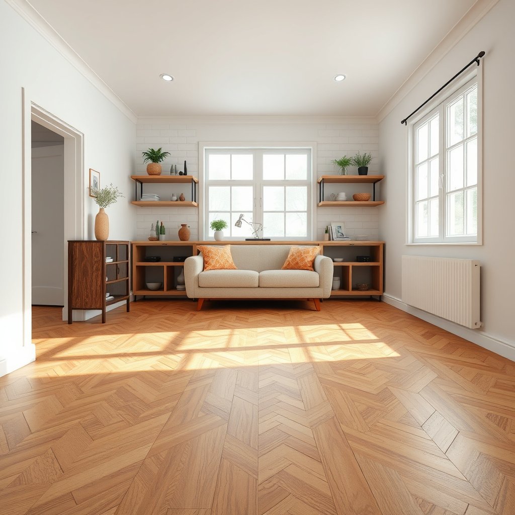 Room preparation for removing wood-look tile floors, including subfloor protection.