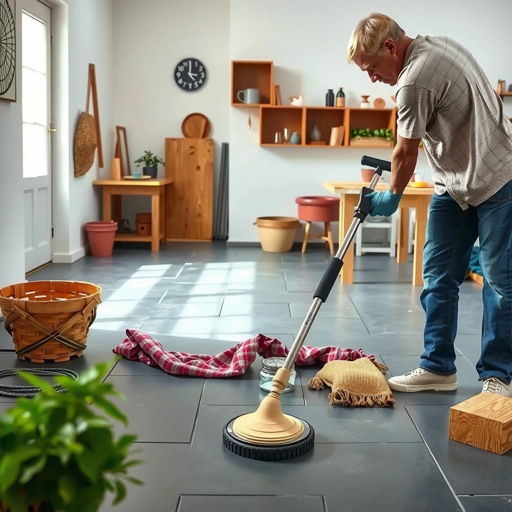 A clean slate floor ready for polishing, showcasing the preparation process for optimal shine.
