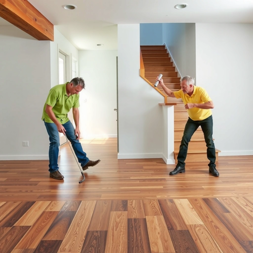 Image showing the preparation of stairs for laminate flooring installation, confirming setup.