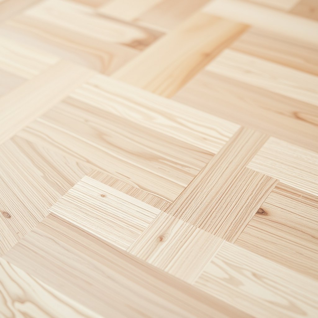 Subfloor preparation for installing plywood chevron floors, ensuring a level surface.