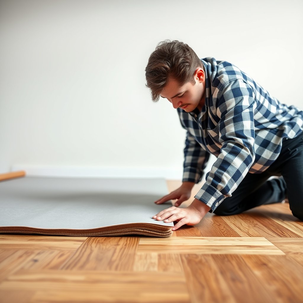 A clean and leveled subfloor ready for underlayment installation under parquet floors.