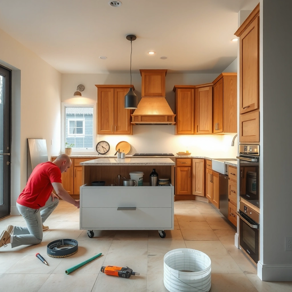 Subfloor preparation and cabinet contact points for travertine floor installation