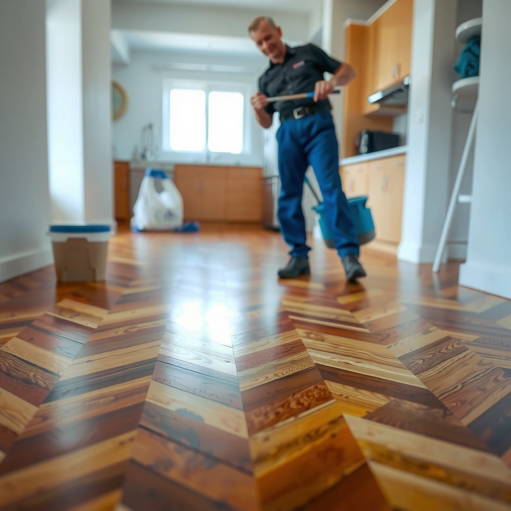 Safety measures for cleaning chevron floors before stain removal