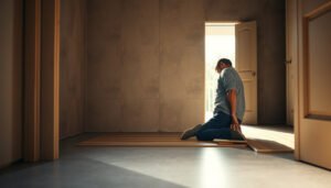 Step-by-step guide on how to prepare vinyl floors for a closet installation.