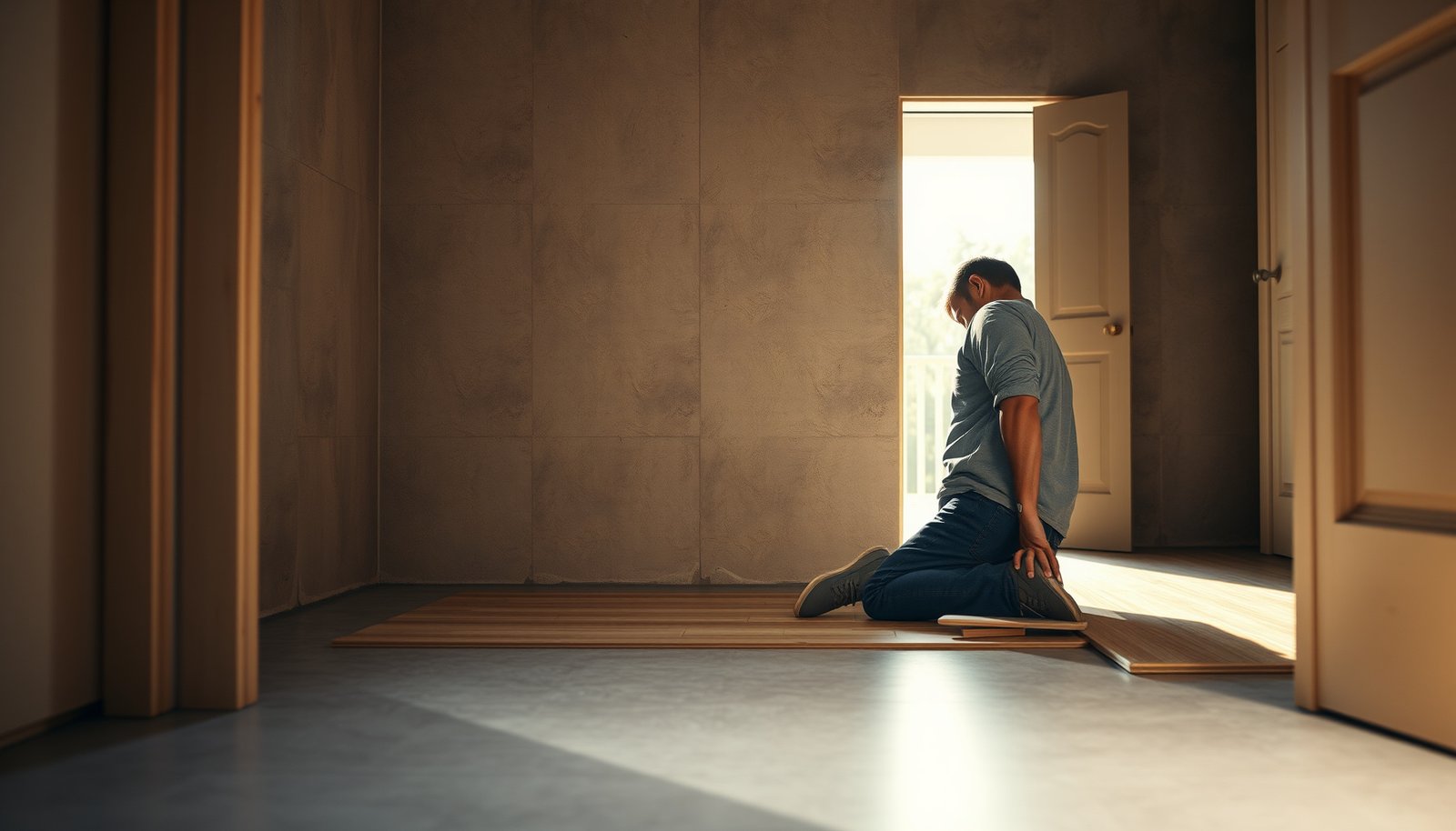 Step-by-step guide on how to prepare vinyl floors for a closet installation.