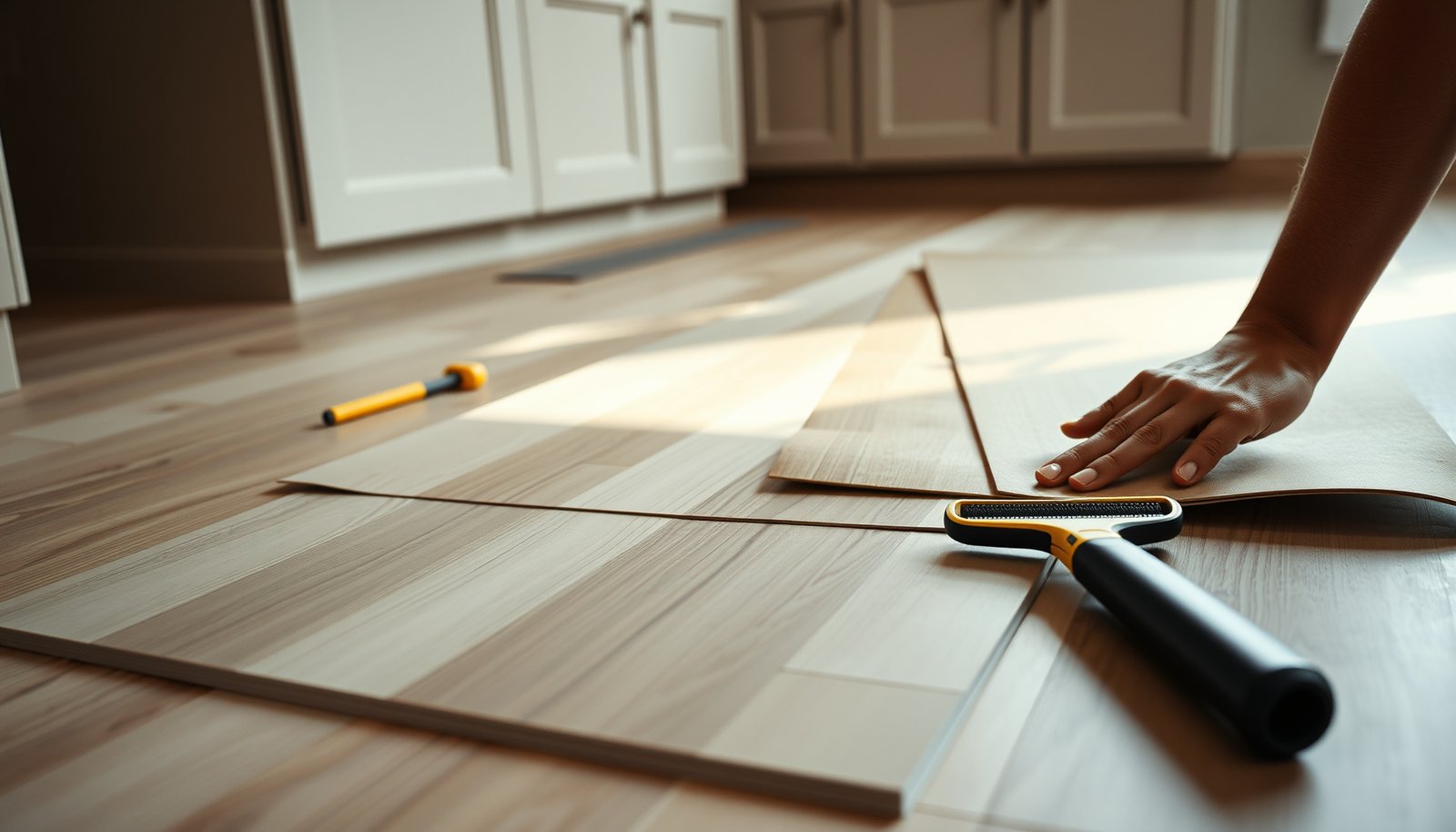 Step-by-step guide on how to prepare vinyl floors for kitchen installation and maintenance.