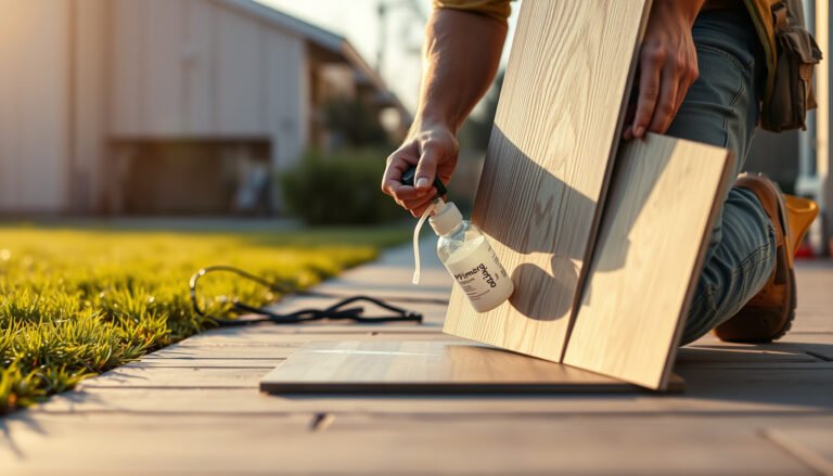 Step-by-step guide on preparing vinyl floors for an outdoor walkway installation.