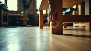 Key steps to prevent scratches on hardwood floors in a workshop setting.