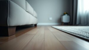 Tips for preventing scratches on laminate floors in a bedroom setting.