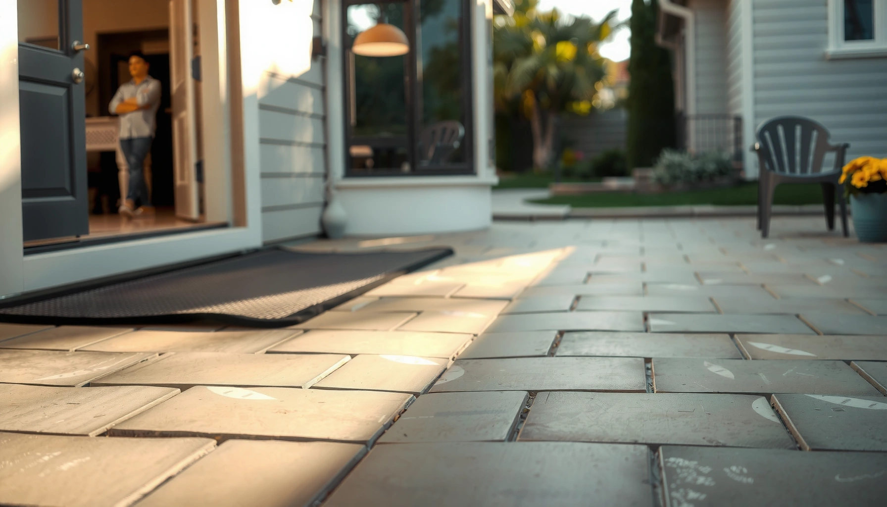 Tips for preventing scratches on outdoor floors, showcasing protective measures and materials.