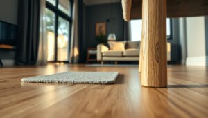 Tips for preventing scratches on vinyl floors in an apartment setting.