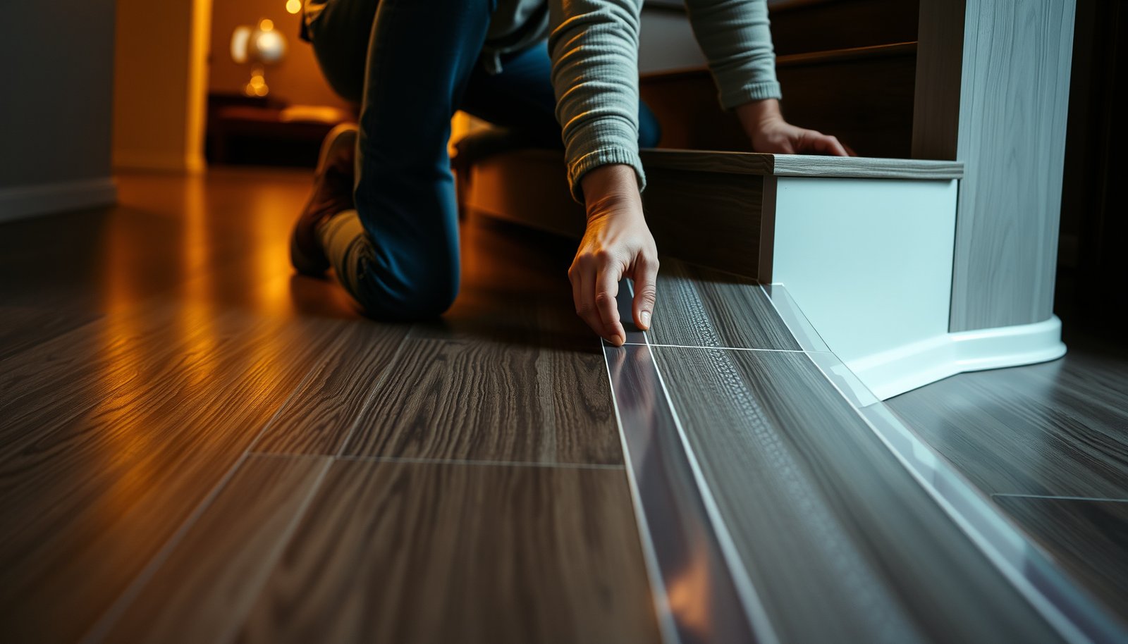 Tips for preventing scratches on vinyl floors in a staircase setting