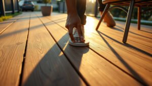 Tips for preventing scratches on engineered wood floors in outdoor walkways.