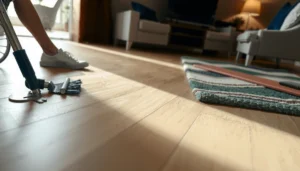 Image showing practical tips to prevent slipping on laminate floors for safety.