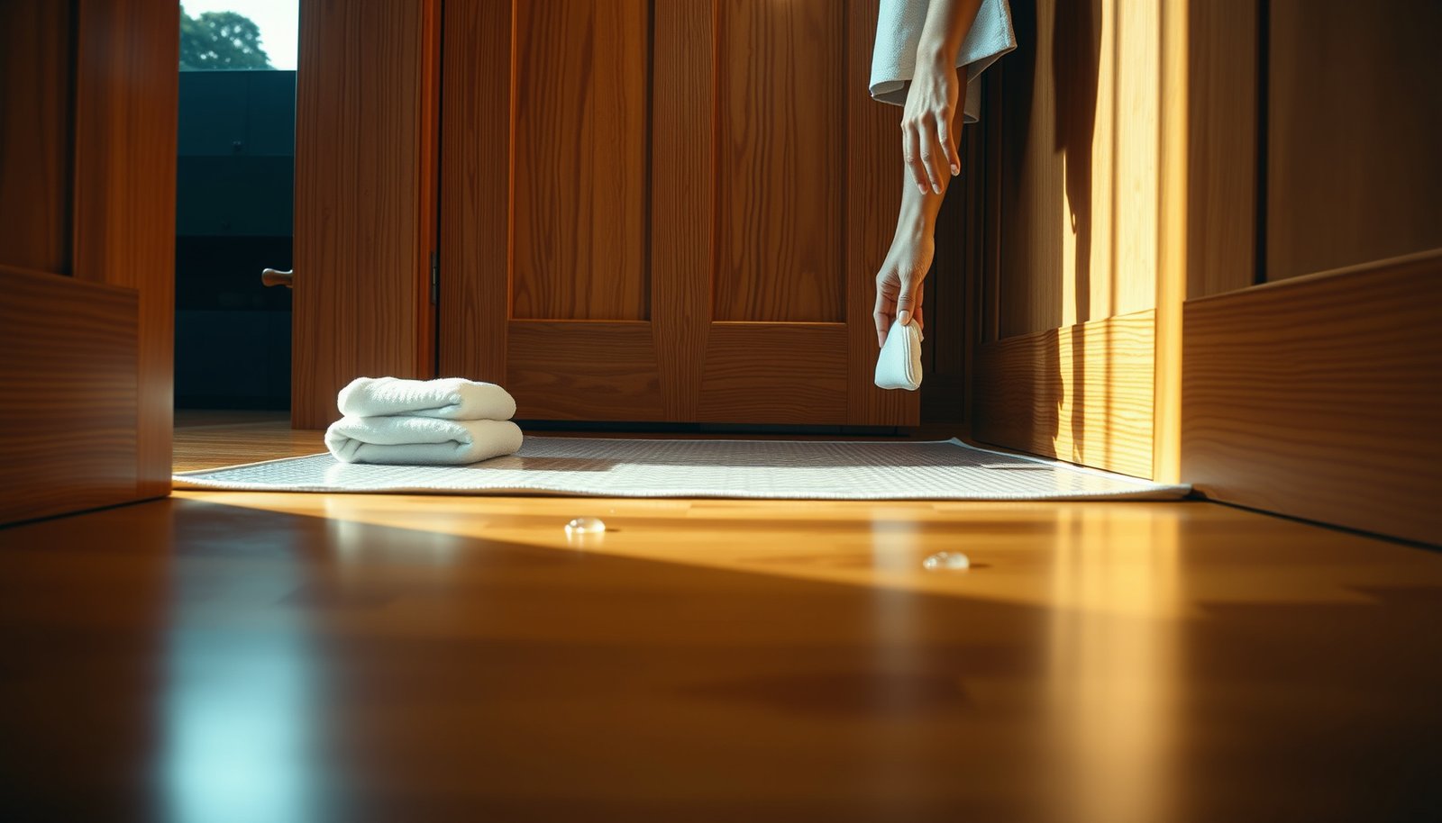 Tips for preventing water damage to hardwood floors in a closet.