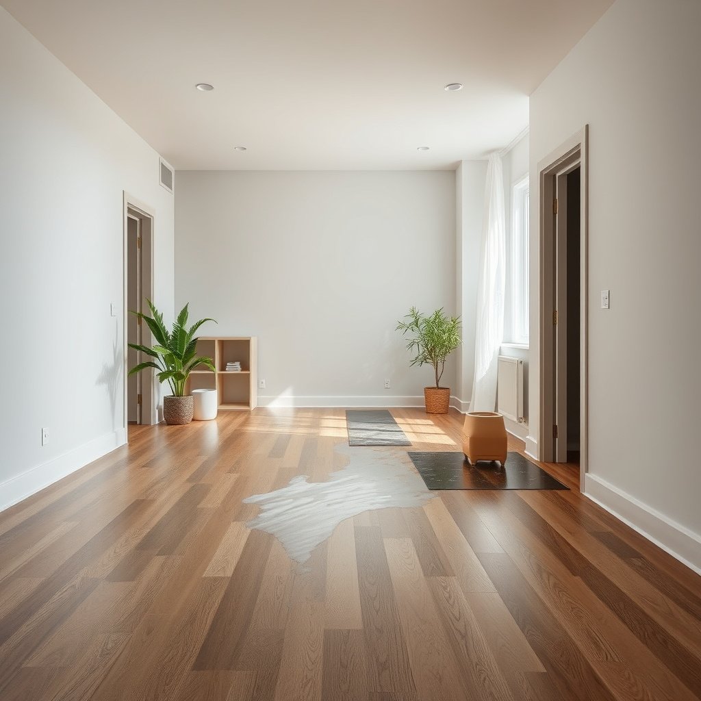 A porch with water barriers to prevent damage to vinyl flooring.