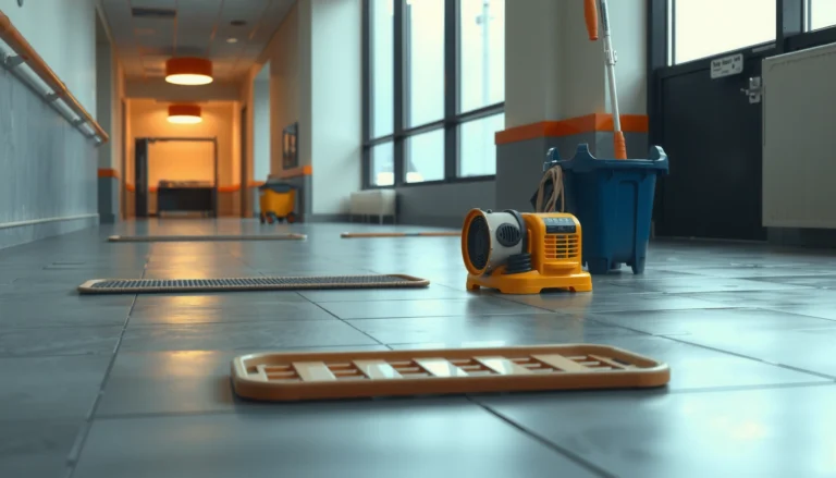 Commercial floors being protected from water damage using best practices and materials.