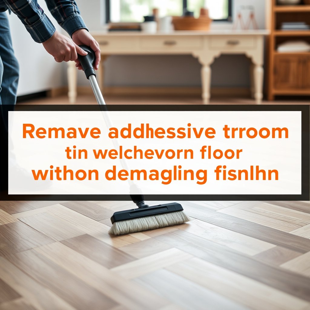 Illustration of common mistakes when removing adhesive from chevron floors and tips to prevent damage