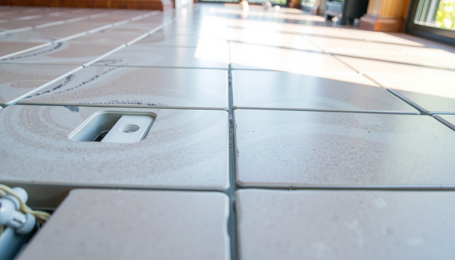 Mosaic tile floor with tips on preventing mold growth underneath