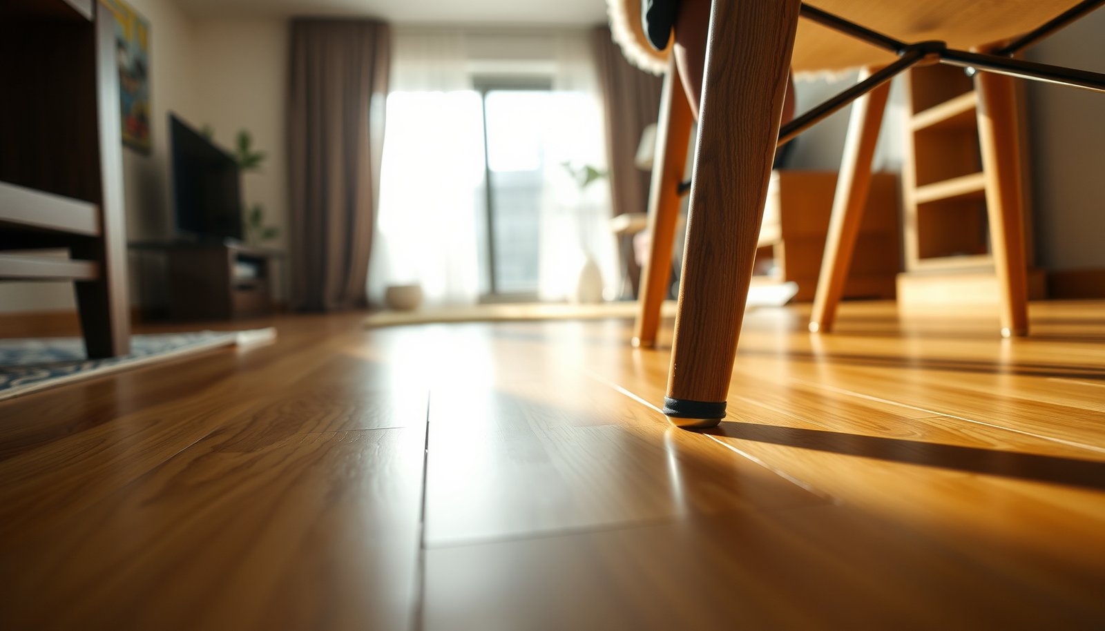 Tips for preventing scratches on hardwood floors in an apartment setting.