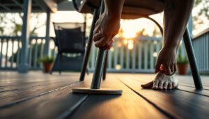 Tips for preventing scratches on vinyl floors in a patio setting.