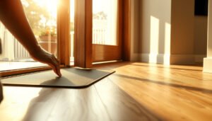 Engineered wood floors in a sunroom with tips to prevent water damage.