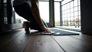 Vinyl floors on a balcony with water damage prevention tips and protective measures