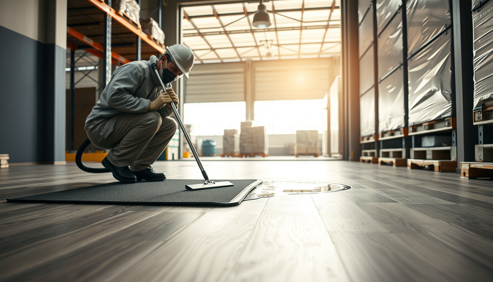 Warehouse laminate flooring with water damage prevention tips and techniques.