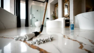 Tips for preventing water damage on marble floors, showcasing maintenance techniques.