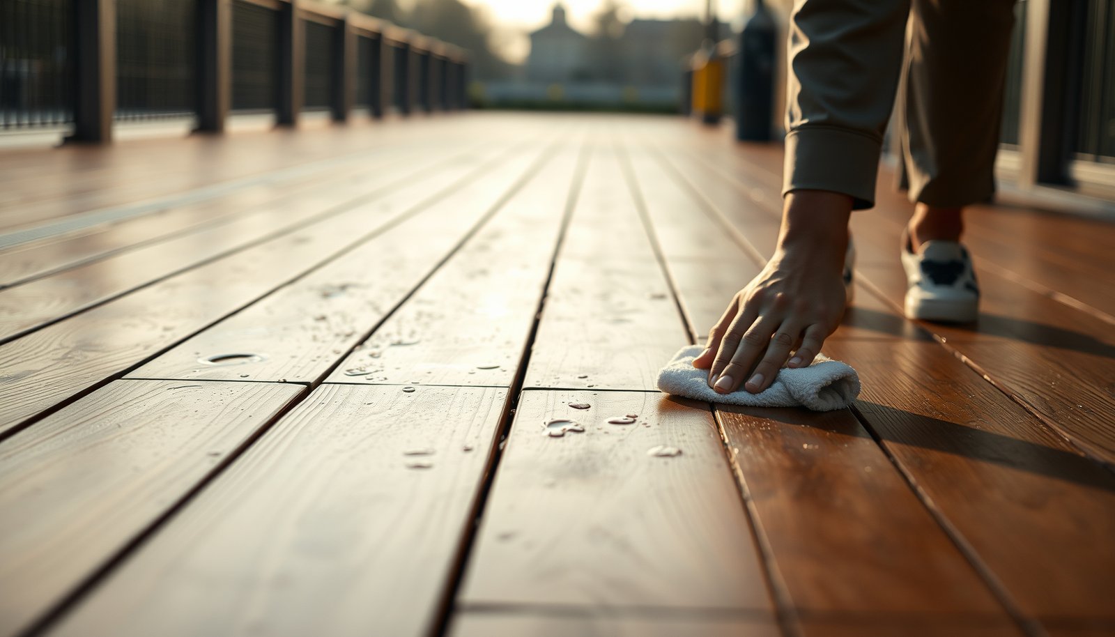 Engineered wood floors in outdoor walkways, showcasing prevention techniques against water damage.