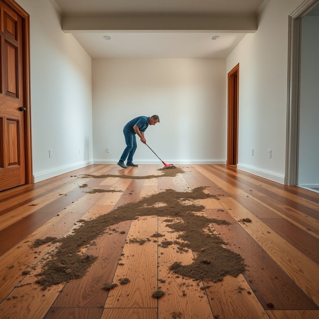 Preparation steps to protect hardwood floors before cleaning dirt and grime