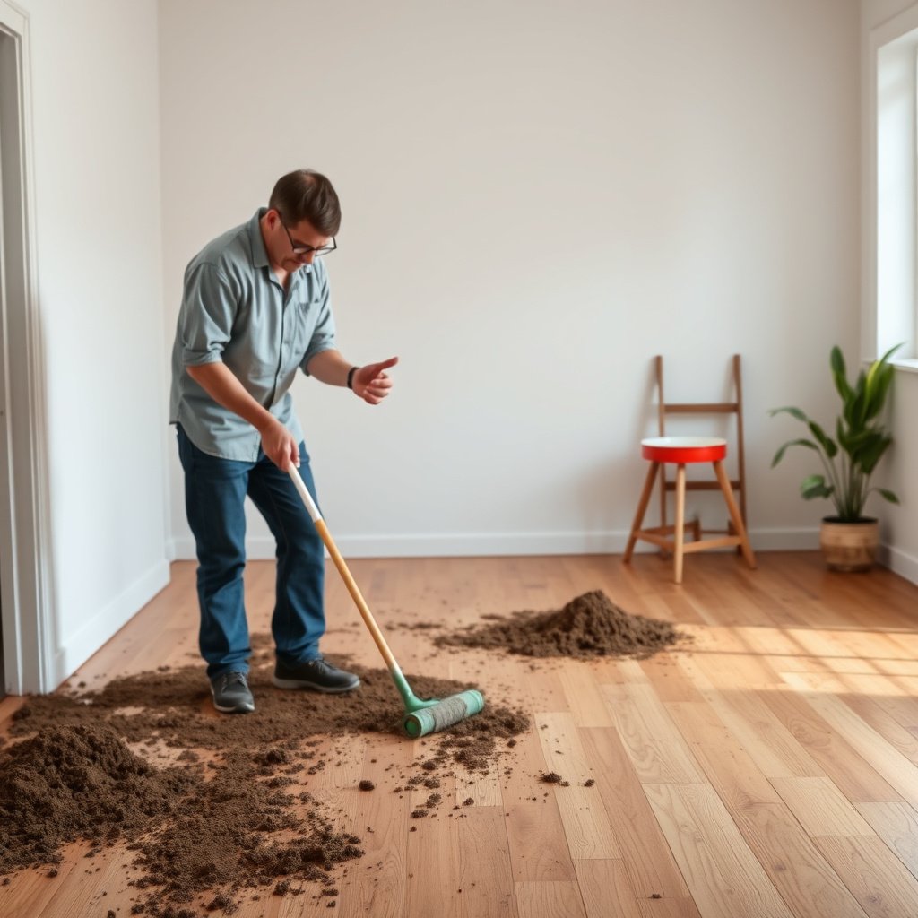Protective measures for hardwood floors before cleaning mud stains