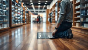 Steps to protect hardwood floors in a retail store environment.