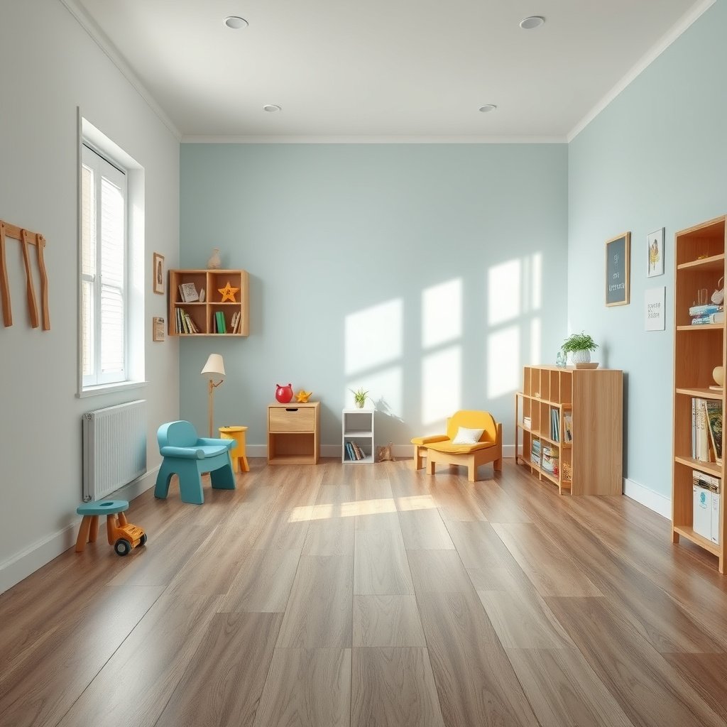 Tips for protecting laminate floors from scratches, dents, and dirt in a playroom setting.