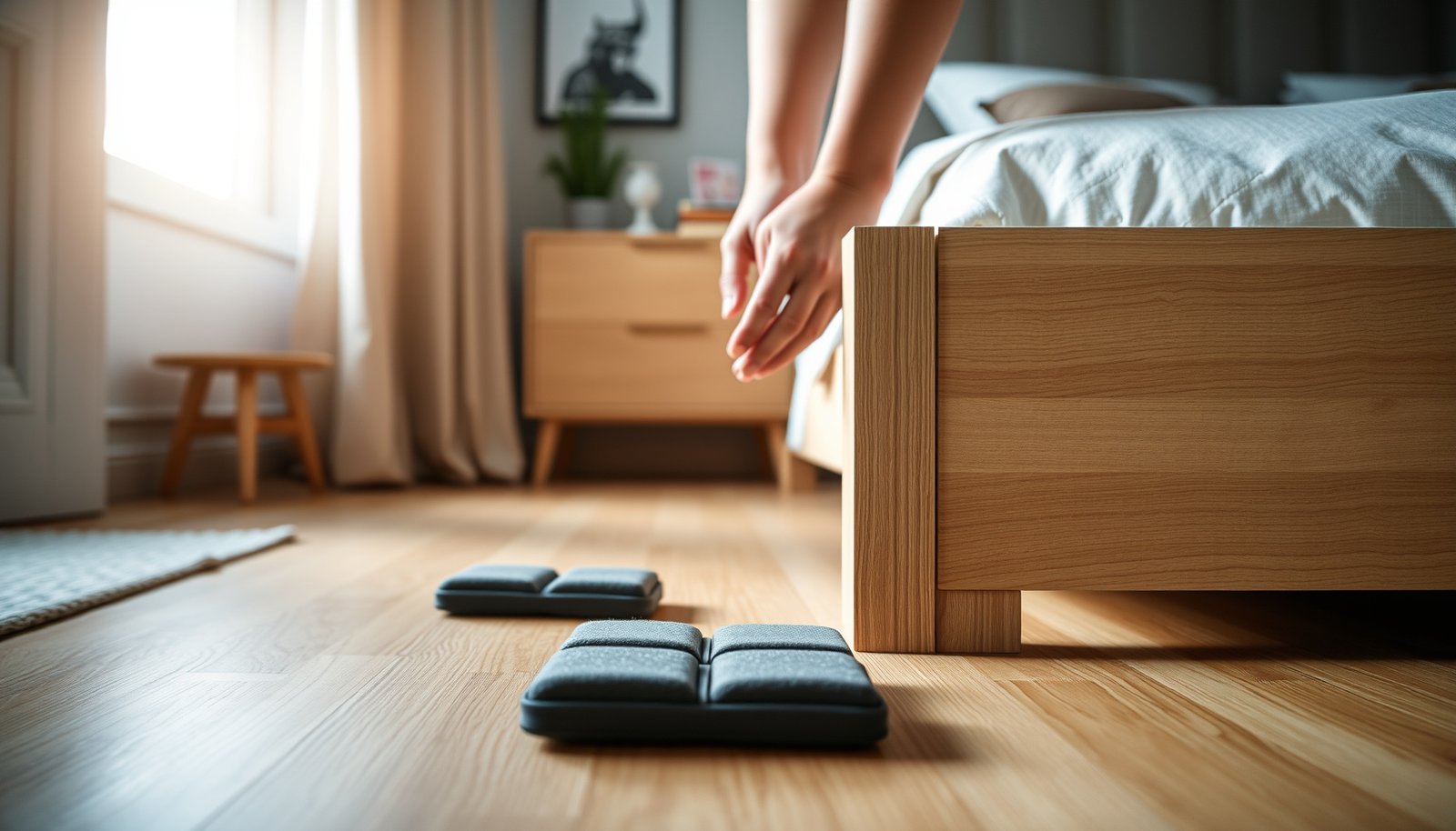 Practical tips for protecting laminate floors in a bedroom setting.