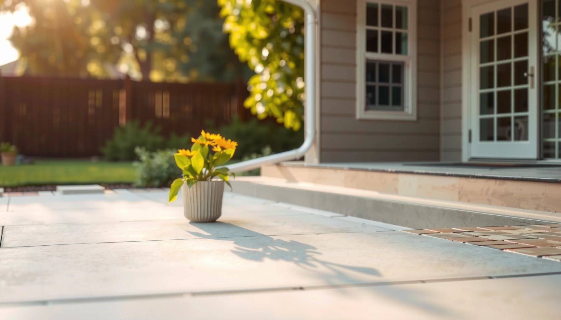 Image illustrating methods to protect patio floors from stains, cracks, and damage.