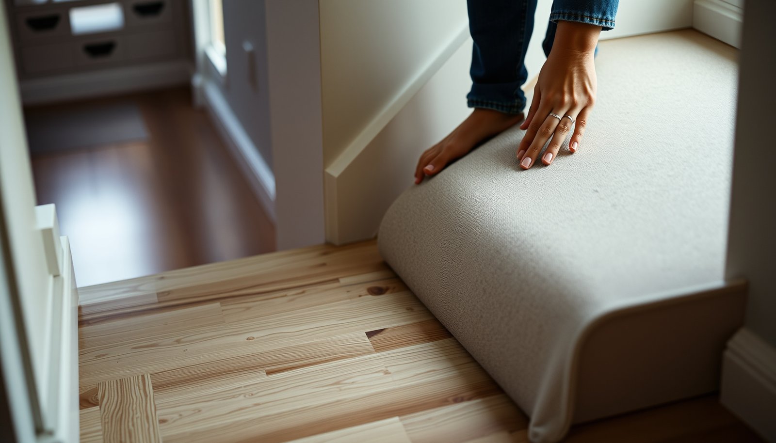 A well-maintained staircase with vinyl flooring, showcasing best practices for protection.
