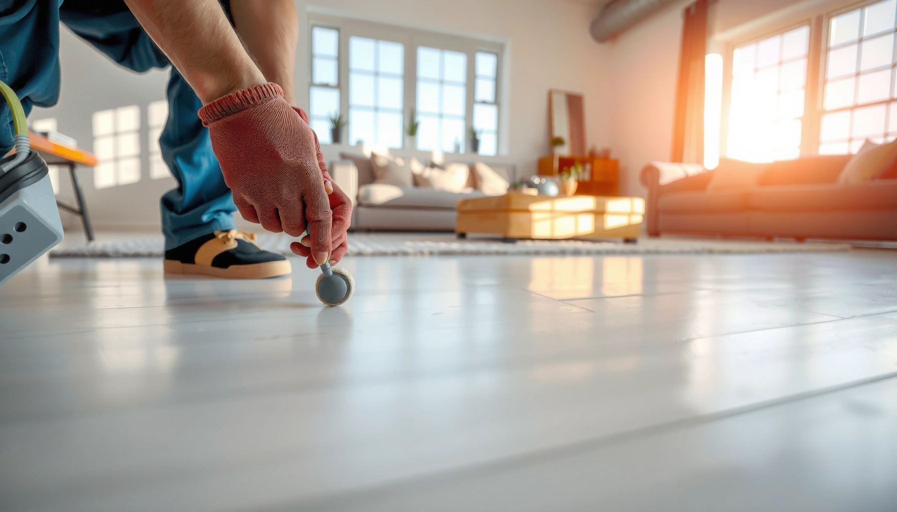 Step-by-step guide to refinishing sheet vinyl floors with tools and materials needed.