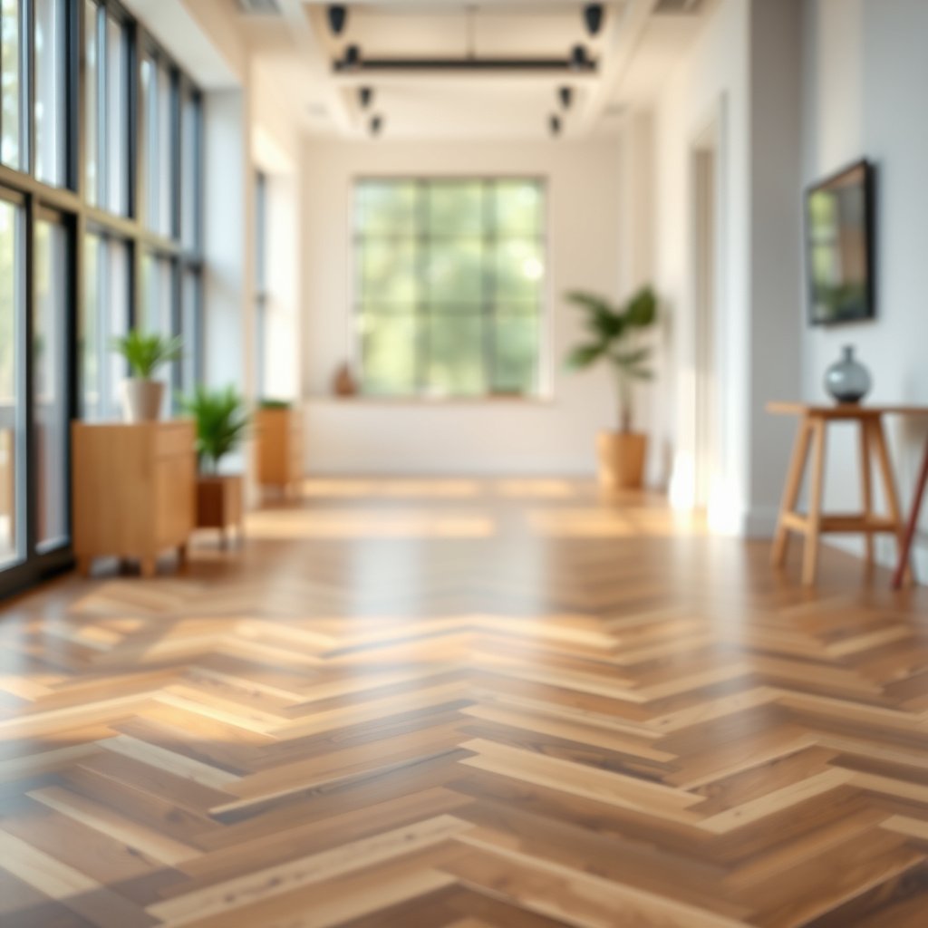 A person cleaning chevron floors to prevent grit from dulling their shine.
