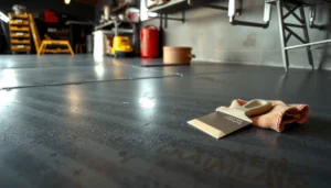 Step-by-step guide on removing scratches from garage floors with simple repair techniques.