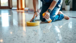 Effective methods to remove scratches from granite floors shown in the image