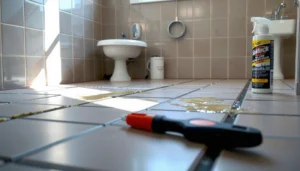 Step-by-step guide on how to remove adhesive from bathroom floors effectively.