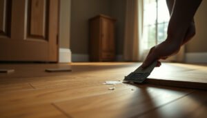 Step-by-step guide on removing adhesive from wood-look tile floors.