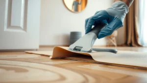 Step-by-step guide on removing adhesive from sheet vinyl floors without causing damage.