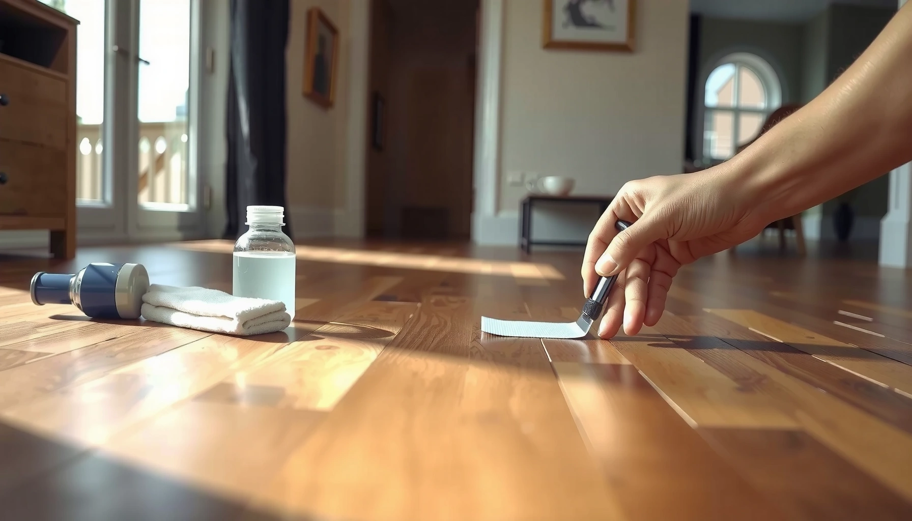 Step-by-step guide on removing adhesive from engineered wood floors effectively.