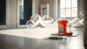 Effective steps to remove odors from bathroom floors, showcasing cleaning techniques and products.