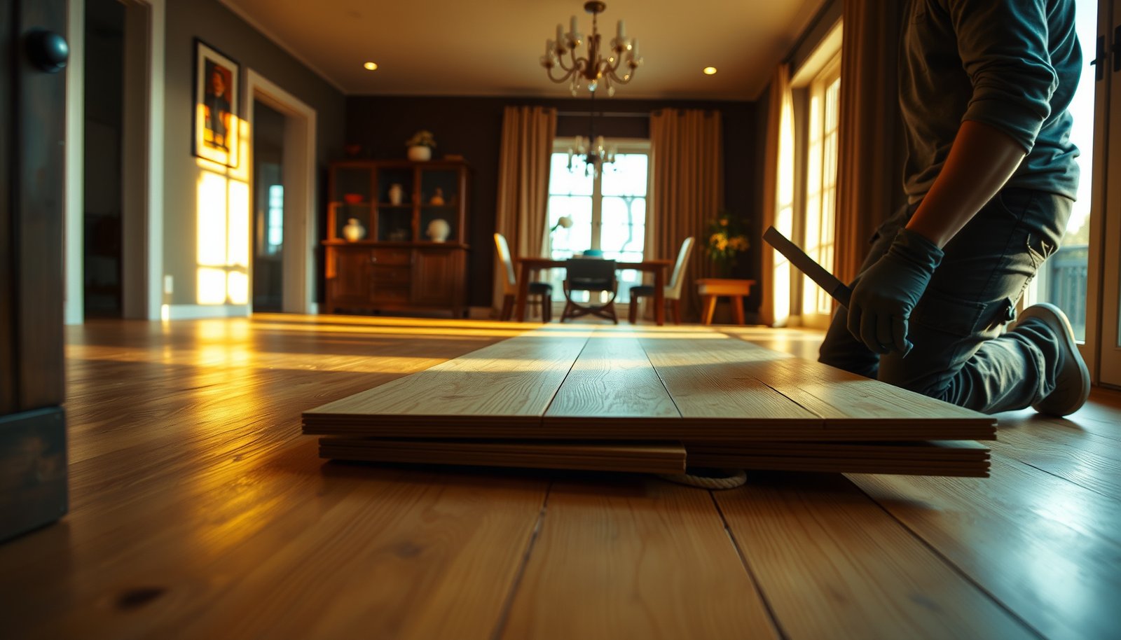 Step-by-step guide on how to remove engineered wood floors from a dining room