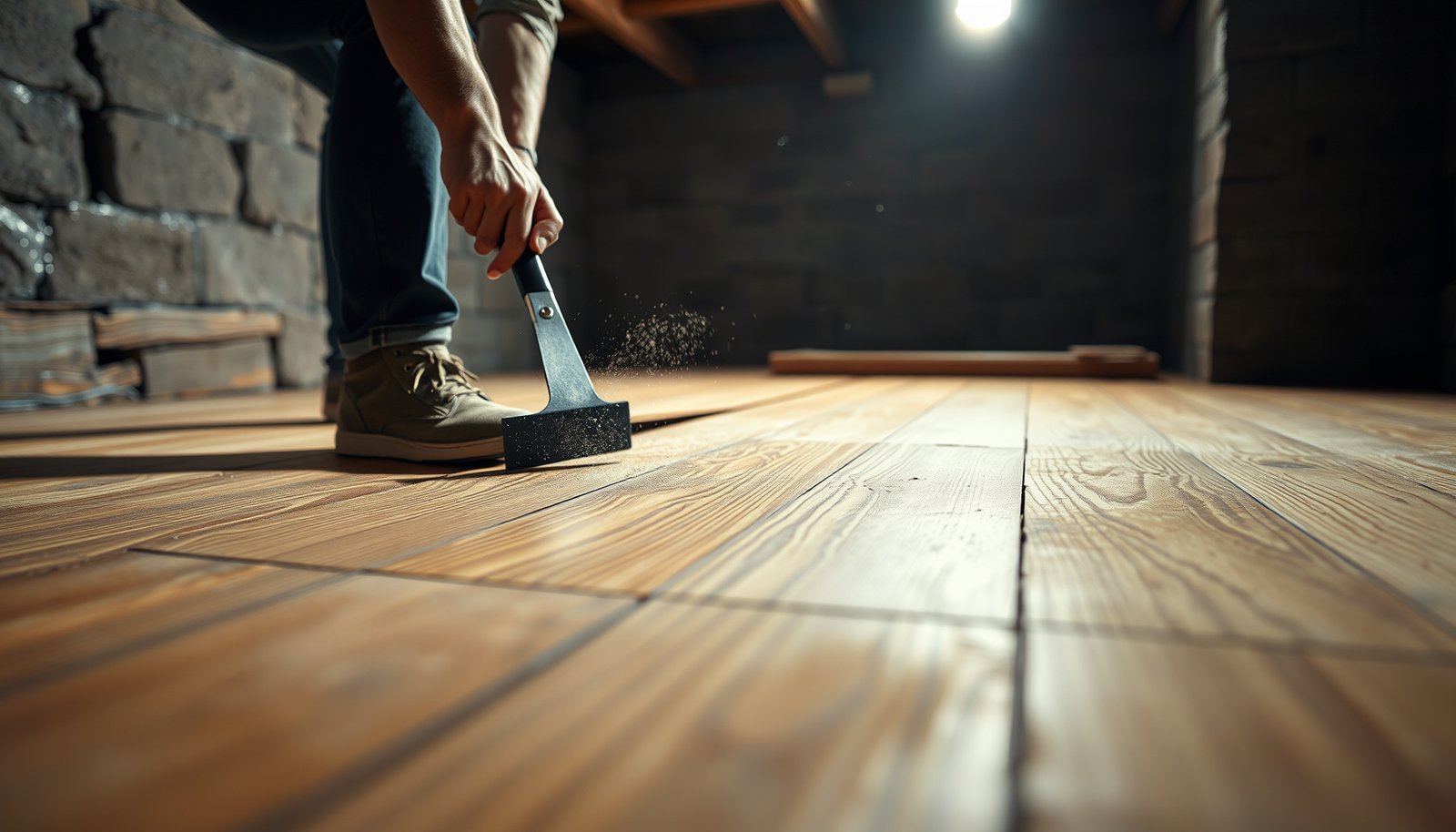 Step-by-step guide on how to remove engineered wood floors from a basement.